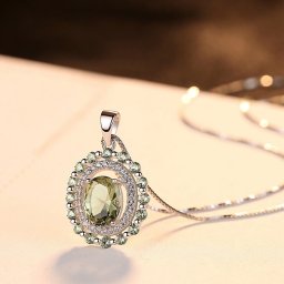 ネックレス レディース 人工宝石 グリーン シルバー925 シルバー cn0103-1
