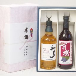 父の日贈り物 感謝の贈り物ボックス 国産ウィスキー 知多と国産ワインセット(酸化防止剤無添加 有機あずさ赤ワイン 中口(長野県)720ml知多シングルモルト700ml