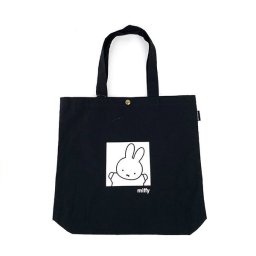 ミッフィー miffy 薄手帆布トートバッグ スクエア ブラック 手提げ