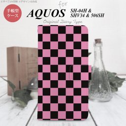 【手帳型 スマホ カバー ケース】【506SH】【アクオス Xx3】手帳型 ケース 506SH スマホ カバー AQUOS Xx3 アクオス スクエア 黒×ピンク nk-004s-506sh-dr762【メール便送料無料】