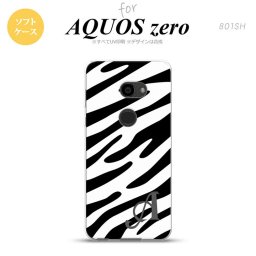 AQUOS zero アクオス ゼロ 801SH スマホケース カバー ソフトケース ゼブラ柄 黒×白 イニシャル 対応 nk-801sh-tp121i[スマホ,スマホケース,スマホカバー,ケース,カバー,ジャケット]