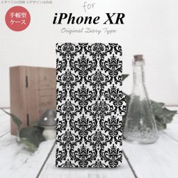 iPhoneXR iPhone XR 手帳型スマホケース カバー ダマスク クリア 黒  nk-004s-ipxr-dr1026