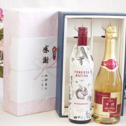 夏の贈り物お中元 感謝の贈り物ボックス イタリア黒葡萄品種赤ワインと国産ワインセット(甲州スパークリング 白ワインやや辛口(山梨県)720mlフォレスタ ナティヴァ ネグロ・アマーロ赤ワイン (イタリア) 750ml