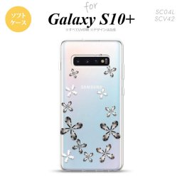 SC-04L SCV42 Galaxy S10+ スマホケース ソフトケース 花柄 カット グレー メンズ レディース nk-s10p-tp075