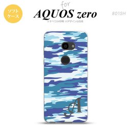 AQUOS zero アクオス ゼロ 801SH スマホケース カバー ソフトケース 迷彩B 青B イニシャル 対応 nk-801sh-tp1168i[スマホ,スマホケース,スマホカバー,ケース,カバー,ジャケット]