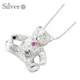 クマ くま テディベア ネックレス ペンダント シルバー925 sv925 ダイヤモンド ルビー サファイア エメラルド チェーン レディース ジュエリー アクセサリー  プレゼント ギフト 人気 おすすめ 送料無料