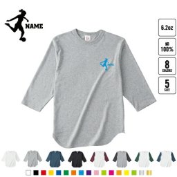 女子サッカー２  名入れベースボールTシャツ ラグラン 3/4スリーブ ２トーン スポーティー アメカジ レディース メンズ 男 女 かわいい   サッカー なでしこ