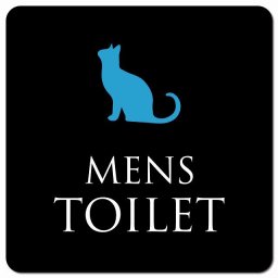 トイレ 御手洗 TOILET トイレマーク ねこ 猫 ネコ ブラック カラー MENS ピクトサイン マグネットステッカー マグネット 強力 正方形 13x13cm サイン インテリア 施設 案内