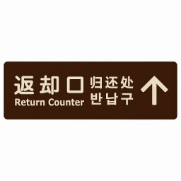 12x4cm 返却口 文字タイプ 多言語 英語 中国語 韓国語 対応 ブラウン 下矢印 木製プレート 長方形 商業施設 飲食店 旅館 ホテル レンタル イベント表示 場所 掲示 案内板 ピクトサイン