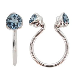 プラチナ フープピアス ノンホールピアス レディース イヤリング アクアマリンサンタマリア シンプル 片耳 イヤーカフ 母の日 2024