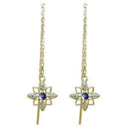 ロングピアス 星ピアス スターピアス サファイア 18金