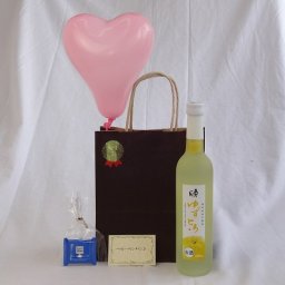 父の日 風船セット( とろり果汁・果肉とお米のうまみが見事にコラボした ゆずとろ500ml(福島県)) メッセージカード ハート風船 ミニチョコ付き