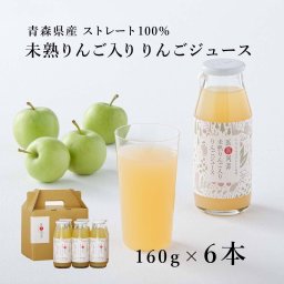 青森産 未熟りんご入り りんごジュース ビン160g×6本 [医果同源]