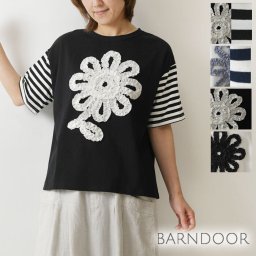 【BARNDOOR バーンドア】天竺 コットン フリル 花 Tシャツ カットソー (1191174h)レディース 春 夏 ゆったり 北欧 大人可愛い 花柄 ダリア ナチュラル 服 新作 シンプル おしゃれ コーディネート ナチュランド 人気 30代 40代 50代 60代 母の日 クリスマス ギフト プレゼント