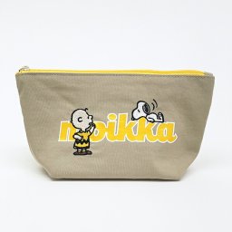 スヌーピー チャーリーブラウン 舟形ポーチ ベージュ moikka SNOOPY
