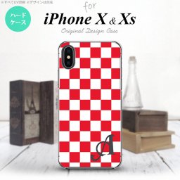 【iPhoneX】【スマホケース/スマホカバー】【アイフォンX】iPhoneX スマホケース ケース アイフォンX イニシャル スクエア 赤×白 nk-ipx-133ini【メール便送料無料】