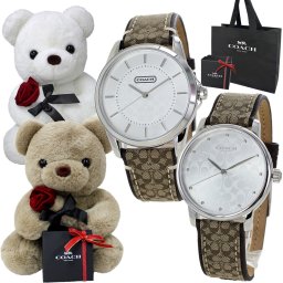 くまさんラッピング コーチ ペアウォッチ COACHショッパー付き ペア 腕時計 手表 ペアギフト おすすめ コーチ腕時計 手表 カップル 夫婦 彼氏 彼女 大人 ペア 喜ばれる ギフト サプライズ プレゼント 誕生日 記念日 成人 卒業 入学
