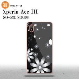 SO-53C SOG08 ワイモバイル Xperia Ace III スマホケース 背面ケースソフトケース 花柄 ガーベラ 黒 2022年 6月発売 nk-so53c-tp065