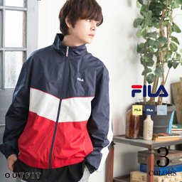 FILA フィラ メンズ バイカラー 裏メッシュブルゾン ワン ロゴ ナイロン ジップアップ カジュアル おしゃれ 大きめ お揃い カップル ユニセックス スポーツ トレーニング ネイビー ライム シルバーグレー M L LL プレゼント 敬老の日 プレゼント ギフト