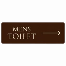 トイレ プレート 木製 MENS 文字タイプ ブラウン ナチュラル 右 矢印 長方形 27x9cm方向案内 進路ドア サインプレート ピクトサイン トイレマーク表示 案内 注意 施設 御手洗 TOILET おしゃれ シンプル 安全対策