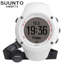 【訳あり・スリーブなし】SUUNTO スント 腕時計 時計 GPS スポーツウォッチ 防水 充電式 GPS機能 心拍ベルト付き ホワイト アンビット3 ラン HR SS021259000