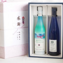 実りの秋の贈り物 感謝の贈り物ボックス 夏のワインマスカット＆ライチと国産ワインセット(シャンモリナイアガラ白ワイン (山梨県)500mlマスカット＆ライチ7度(山梨県)500ml