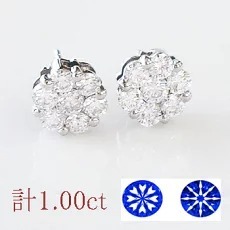 即日発送【完全無色透明Fカラー】【グレードup即日発送不可】【大特価】pt900【1.0ct】フラワーダイヤモンドピアス『TranFleur』ミステリーセッティング ［SI～VSクラス F～Dカラー 無色透明 GOOD～VERYGOOD］ハートアンドキューピット ジュエリー レディース 記念日 母の日 ギフト プレゼント【送料無料】    LP-0376A