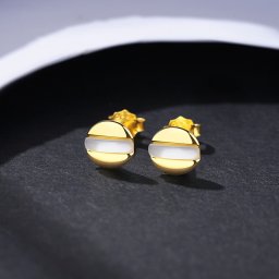 ピアス 両耳用 ホワイト シルバー925 イエローゴールド スタッド おしゃれ 可愛い かわいい きれいめ シェルパール ce20061125