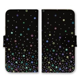 ＼全機種対応／ スマホケース 手帳型 スマホカバー 手帳タイプ スマートフォン ケース カバー ドット サークル カラフル ブラック かわいい おしゃれ 人気 カードホルダー付き カード収納 合皮 合成レザー