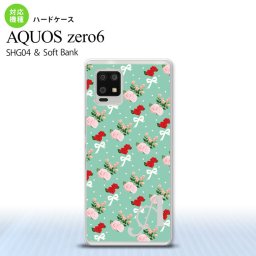 SHG04 SHG04 ZERO6 AQUOS zero6 スマホケース ハードケース 花柄 バラ リボン ターコイズ +アルファベット メンズ レディース nk-zero6-244i