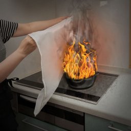 ファイヤーブランケット 90×90cm　QT-232　1978059[防災グッズ 防火 グッズ 防災用品 防火シート ガラス繊維 火消しシート 防火グッズ 防火ブランケット 防火布 防炎シート 不燃シート 耐火シート コンロ 台所]