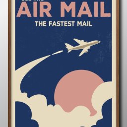 飛行機 エアメール ビンテージ A3 サイズ ポスター アート おしゃれ 絵画 インテリア 北欧 イラスト マット紙 艶消し アートパネル 額 フレーム デザイン 壁掛け ギフト 新築祝い ディスプレイ 引越し祝い　新生活　空間デザイン 