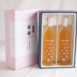 実りの秋の贈り物 感謝の贈り物ボックス 白桃甘口フルーツワインと国産ワインセット(フルーツももワイン 高畠ワイナリー甘口(山形県)500ml高畠もも甘口ワイン(山形県)500ml