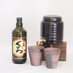本格焼酎サーバー1000cc(18cm×24cm 1kg)三重県萬古焼き備前金彩ペアカップ(200ml×2個)小正醸造 芋焼酎 黒麹造り小鶴くろ (鹿児島県) 720ml×1本