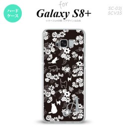 【SC03J】【スマホケース/スマホカバー】【ギャラクシーS8+】SC03J スマホケース Galaxy S8+ ケース ギャラクシーS8+ イニシャル 猫と花 黒 nk-sc03j-1725ini【メール便送料無料】