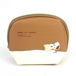スヌーピー ラウンドティッシュポーチ（BR） Keep In Touch PEANUTS 小物入れ ブラウン