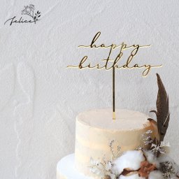【 アクリル製 】happy birthday ケーキトッパー 2段  ゴールド | 日本製 誕生日 ケーキ バースデーケーキ スマッシュケーキ 成長記録 おしゃれ 赤ちゃん インスタ デコレーション お祝い