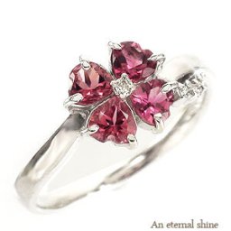 四葉のクローバー ピンクトルマリン 10月誕生石 ダイヤモンド リング 0.04ct プラチナ プラチナ900 pt900 ピンキーリング 指輪 ファランジリング ミディリング 小指 レディース ジュエリー アクセサリー プレゼント ギフト 人気 おすすめ 送料無料