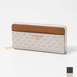 マイケルコース MICHAEL KORS 34H1GT9E8B 長財布 POCKET ZA CONTNTL レディース 財布 シグネチャー レザー ロングウォレット ロゴ ラウンドファスナー プレゼント おしゃれ ギフト お祝い 記念 バニラ×エイコーン ブラウン×エイコーン