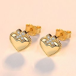 ピアス 両耳用 キュービックジルコニア シルバー925 イエローゴールド シルバー スタッド メレ 上品 可愛い かわいい モチーフ ハート heart ce0255