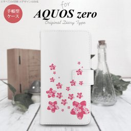 AQUOS zero 手帳型 スマホ ケース カバー アクオス 花柄・サクラ（B） ピンク(B)【アクオス ゼロ,AQUOS,zero,SoftBank,ソフトバンク,メール便 送料無料】
