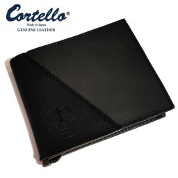コルテロ 二つ折り財布 マネークリップ 本革 札入れ メンズ ブランド レザー Cortello ブラック＆グラスウィロウ イタリアンレザー×姫路レザー おしゃれ かっこいい ギフト 日本製 プレゼント