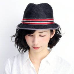 レディース ハット 春夏 ストローハット レディス 帽子 小つば クラッシュ加工 麻 リボン ボーダー 黒 ブラック ぼうし UVカット帽子 おしゃれ きれいめカジュアル 30代 40代 ファッション 男性 紳士 女性 婦人 通販 楽天 日本製 父の日
