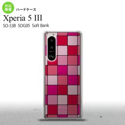 SO-53B SOG05 Xperia5III 背面ケース カバー ステンドグラス風 スクエア ピンク ステンドグラス風 オススメ 人気 おしゃれ スマート nk-xp53-sg08