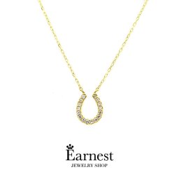 【送料無料】18金ネックレス レディース ペンダント ダイヤモンド 16粒ダイヤ 0.10ct ホースシュー K18 18金 ペンダント イエローゴールド 馬蹄 プレゼント  ギフト
