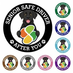 カーサイン 高齢者マーク SENIOR SAFE DRIVER ラブラドール ステッカー シール 直径13cm 肉球 日本製 車
