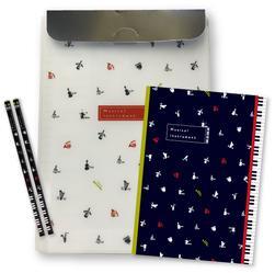 A4ファイルケース＆ステーショナリーセット♪　※お取り寄せ商品 引き出物 記念品  【音楽雑貨 音符・ピアノモチーフ】ト音記号 ピアノ雑貨ｃ