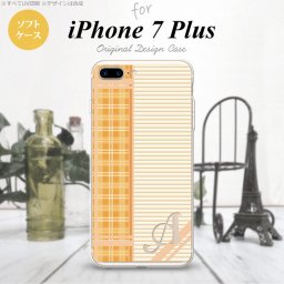 【iPhone7plus】【スマホケース/スマホカバー】【アイフォン7plus】iPhone7plus スマホケース カバー アイフォン7plus ソフトケース イニシャル チェック・ボーダー オレンジ nk-i7plus-tp1602ini【メール便送料無料】