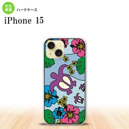 iPhone15 iPhone15 背面ケース カバー ステンドグラス風 おしゃれ ホヌとハイビスカス ブルー ステンドグラス風 2023年 9月発売 nk-i15-sg05