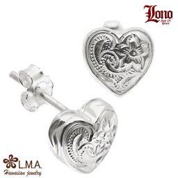 ハワイアンジュエリー ピアス   シルバー925  LONO ロノ ハート スクロール 波 プルメリア 花 彫り 立体 メンズ レディース ブランド プレゼント 誕生日 記念日 セカンドピアス 【送料無料】 おしゃれ 人気 イヤリング ギフト lmaハワイ 金属アレルギー 父の日